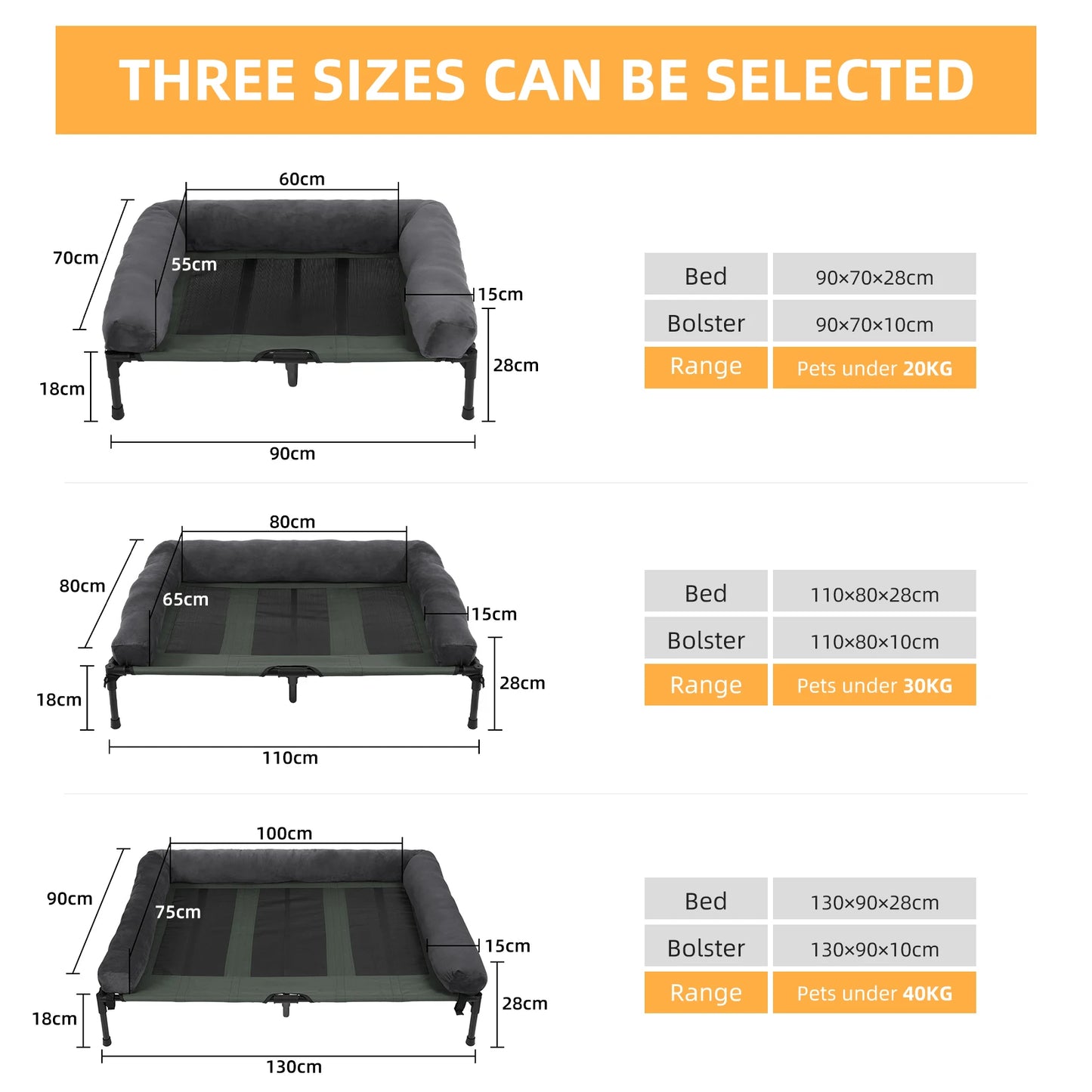 BINGOPAW Elevated Dog Bed Indoor Outdoor With Detachable Bolster