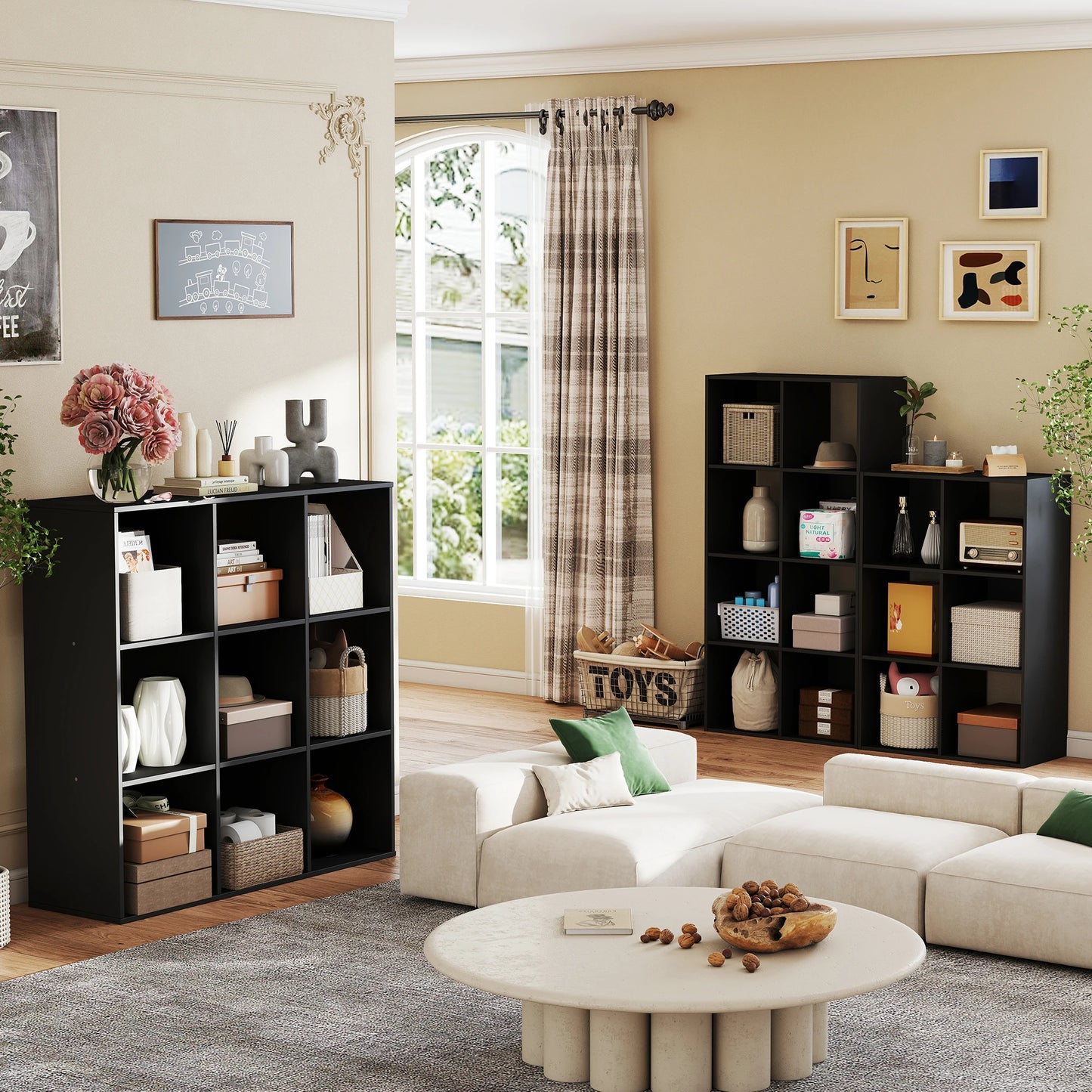 JHK 9 Cube Storage Organizer Wooden Bookshelf For Living Room