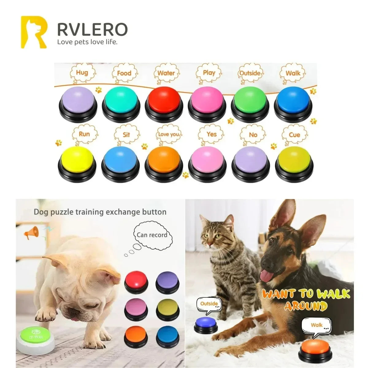 Dog Communication Buttons Voice Recording Button For Pet Training