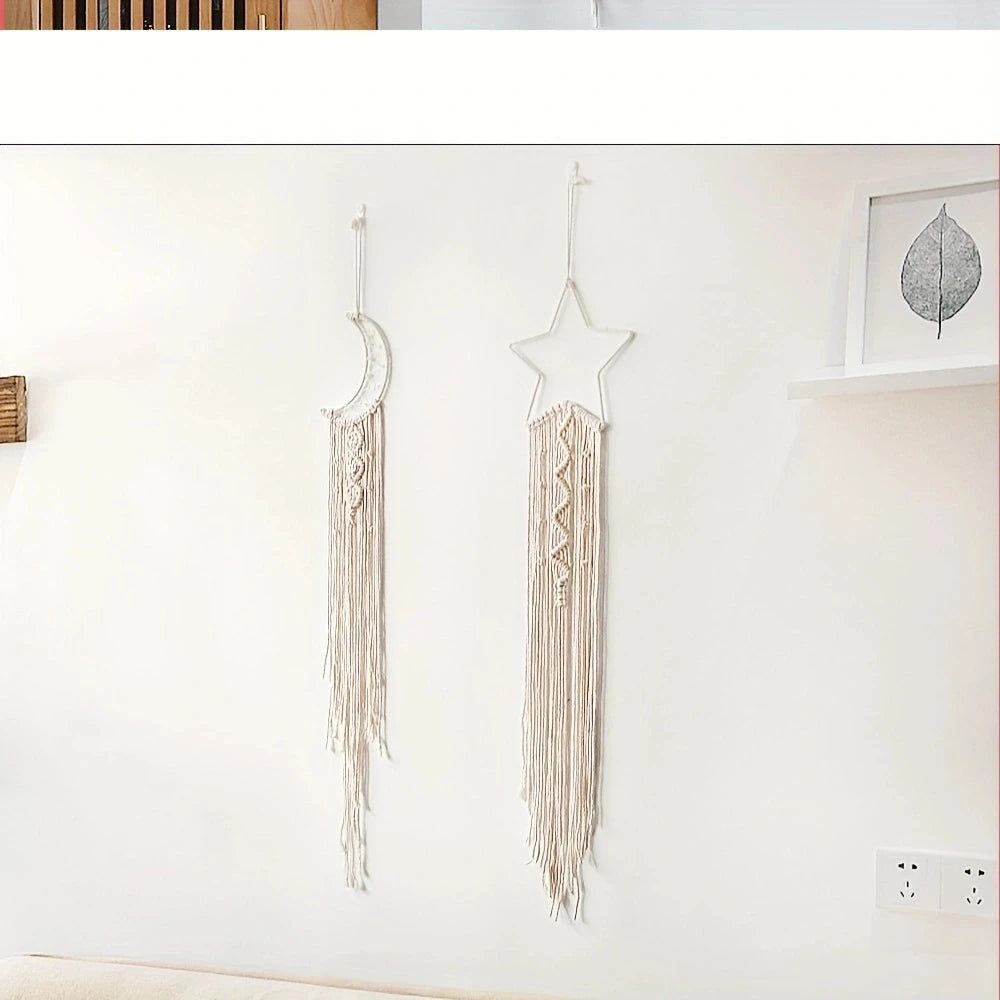 Dromenvanger Two Pack Star Moon Woven Pendants Home Decor