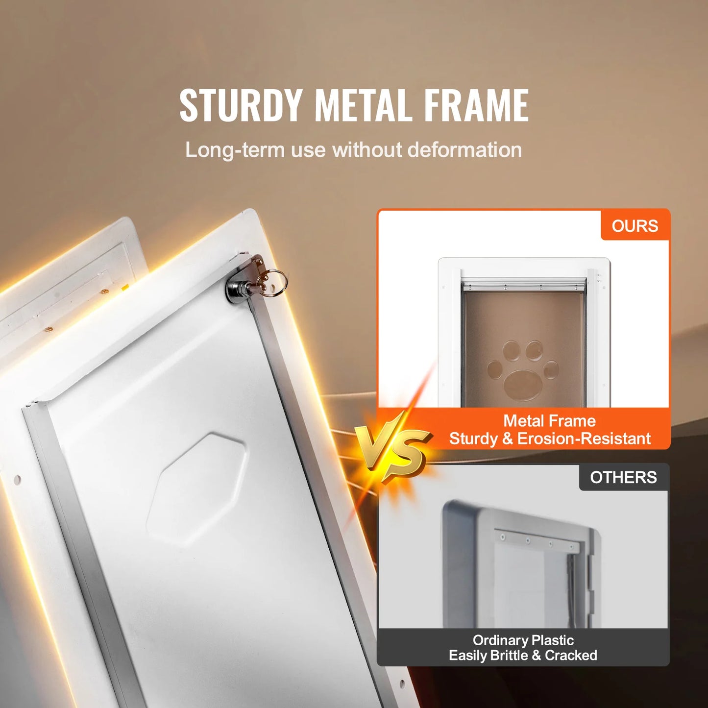 Pet Door Metal Frame With Lock Three Flap Weatherproof