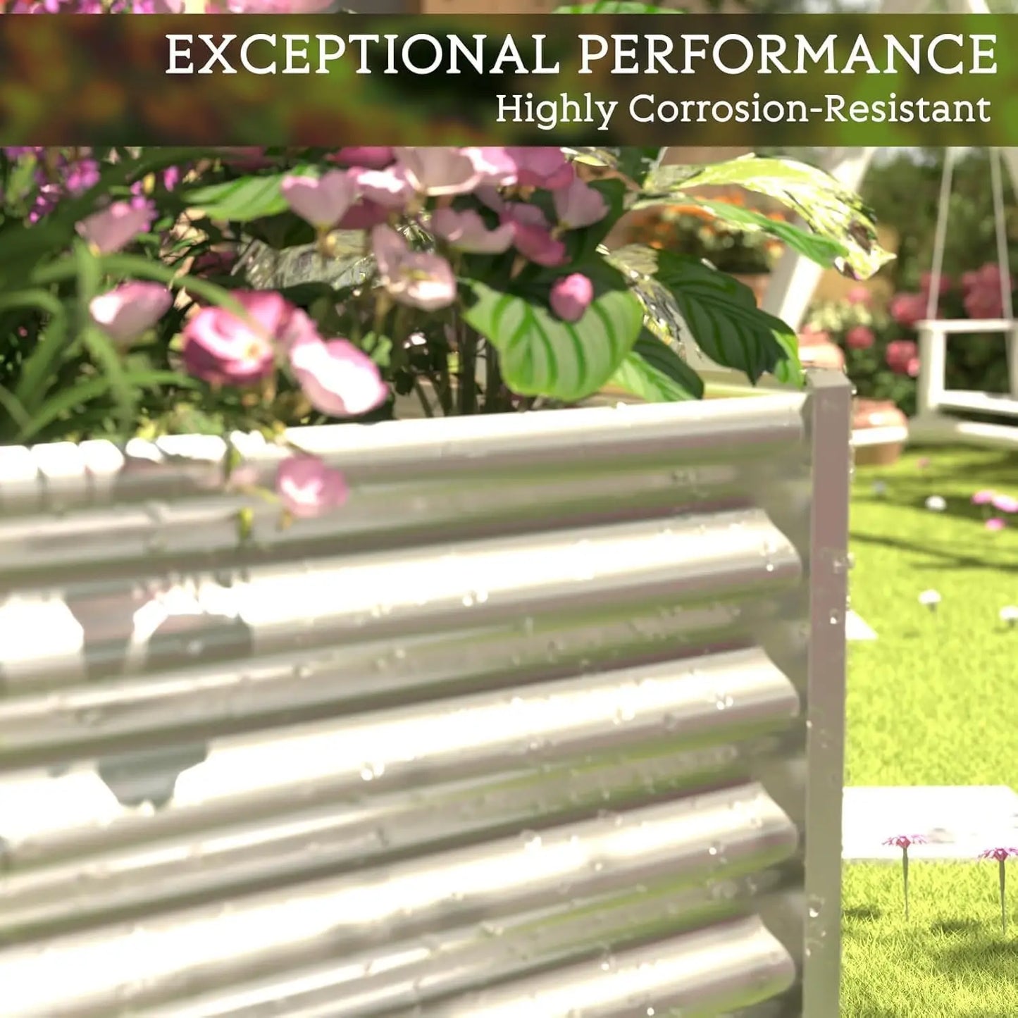 3-Piece Galvanized Raised Garden Bed For Vegetables And Flowers