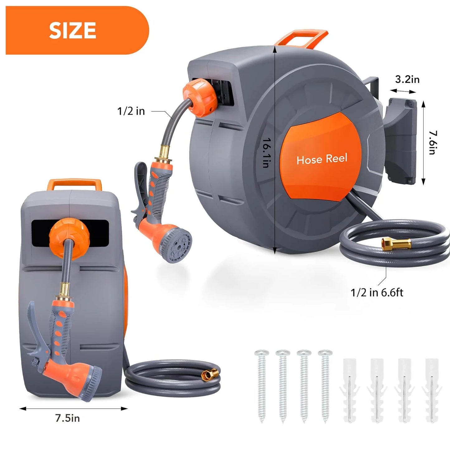 TWISTER.CK Retractable Garden Hose Reel With 9-Function Sprayer
