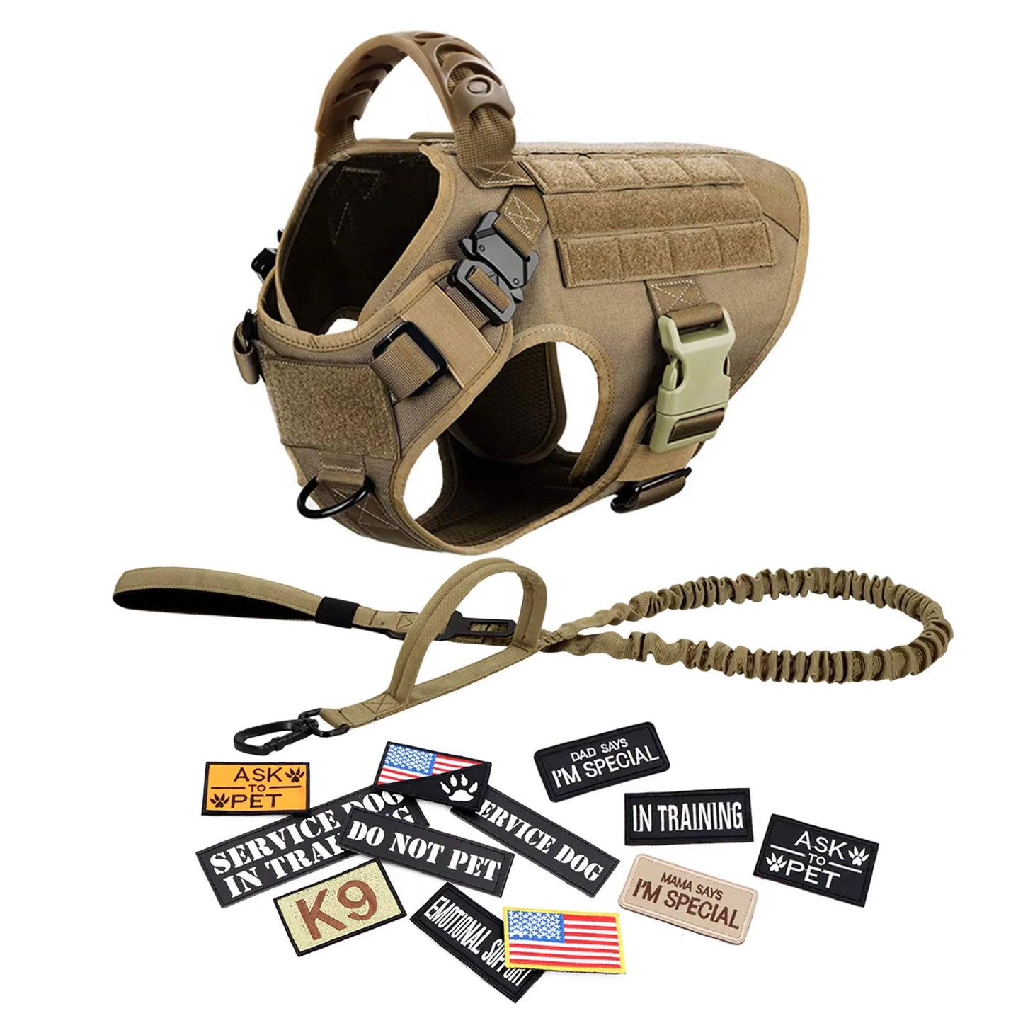 Military Tactical Dog Harness Vest Set For Malinois Training