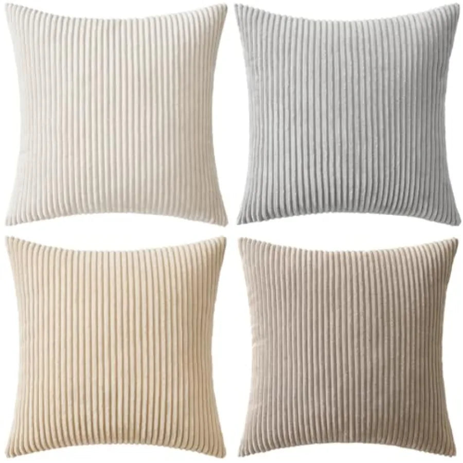 Boho Farmhouse Throw Pillow Covers Set Of 4 Corduroy Cushions