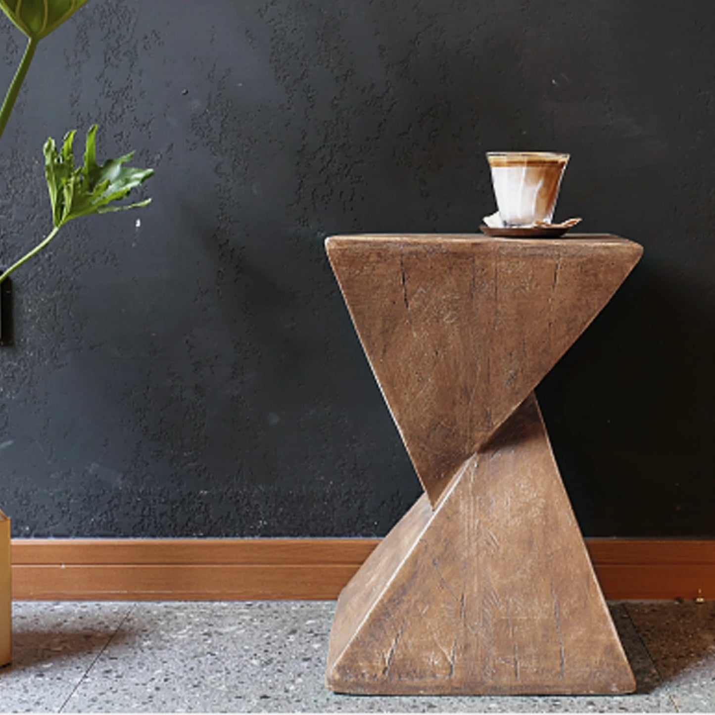 Lightweight Concrete Accent Table Modern Geometric Side Table Indoor Outdoor