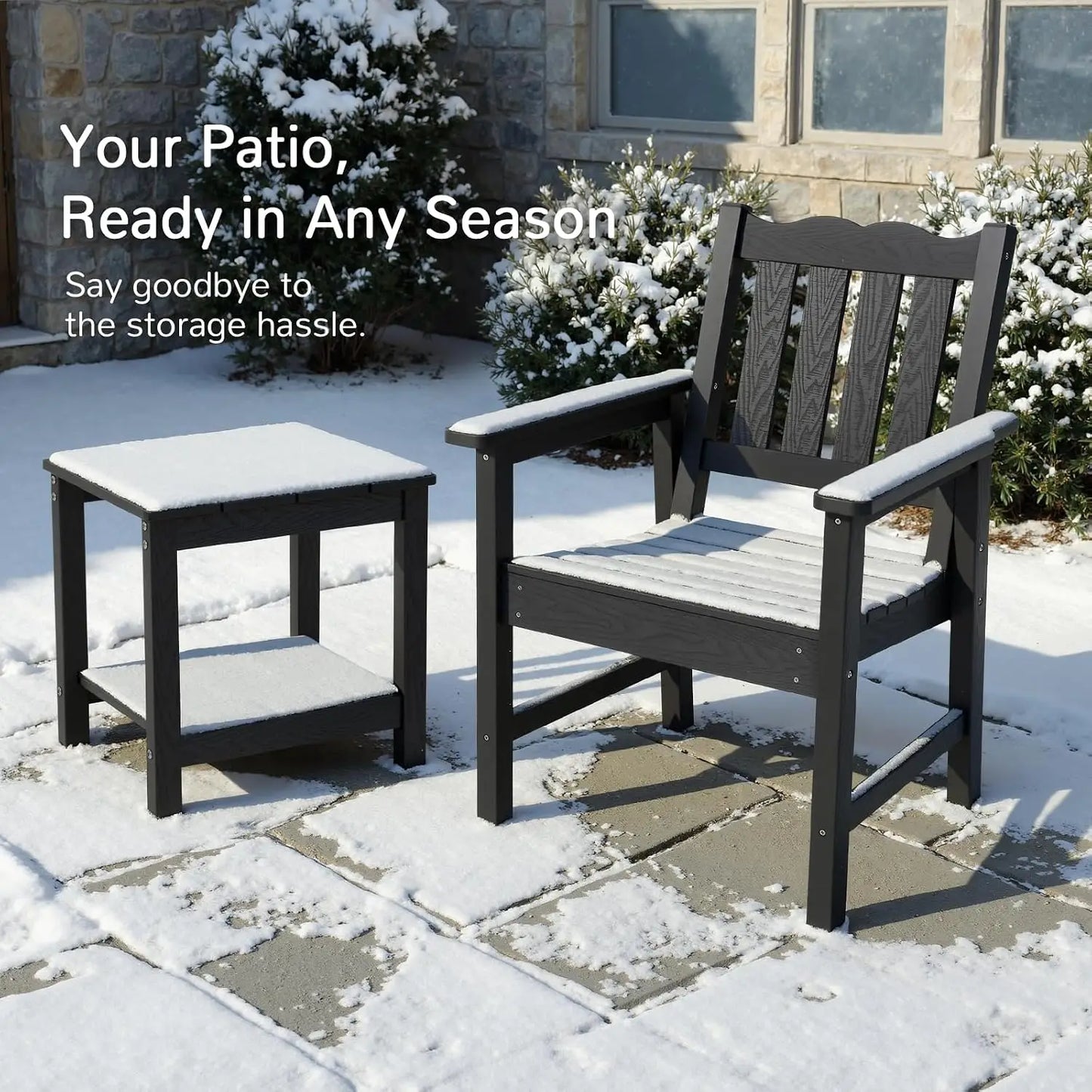 All-Weather Outdoor Patio Dining Chair With Curved Backrest, 400 Lbs Support