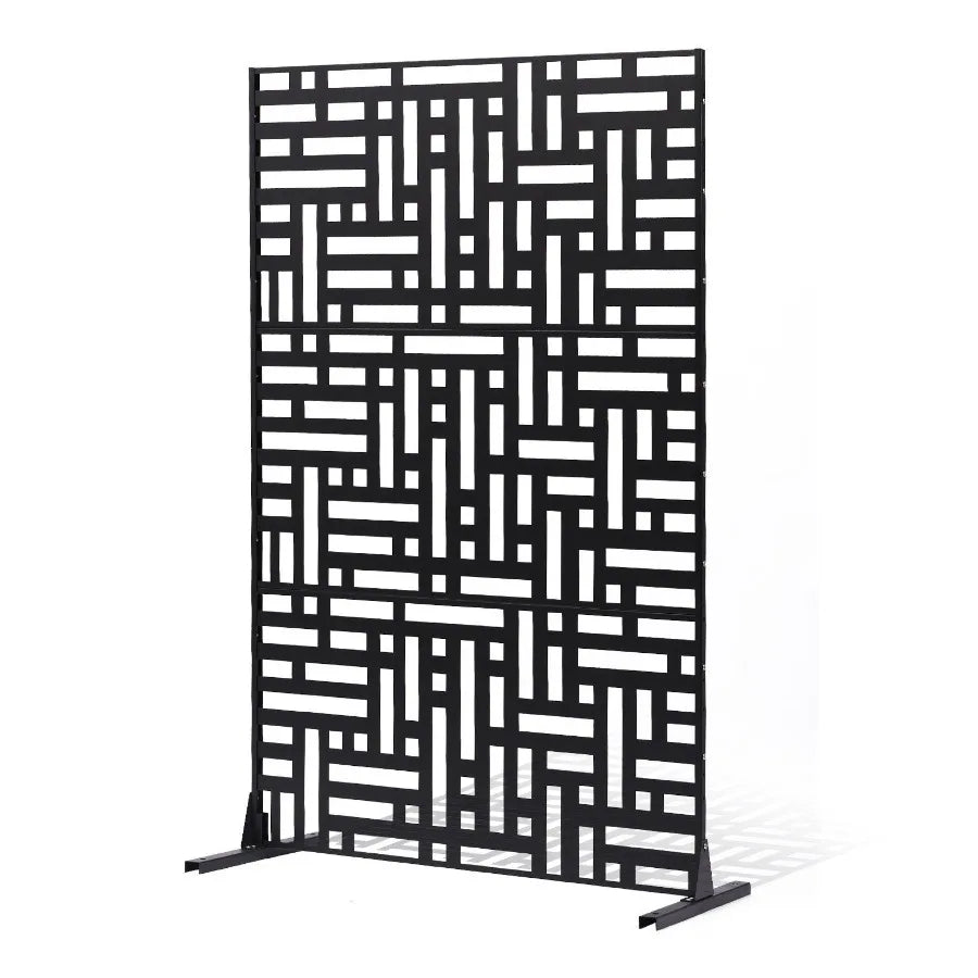 Outdoor Privacy Screen Three Panel Freestanding Steel Divider