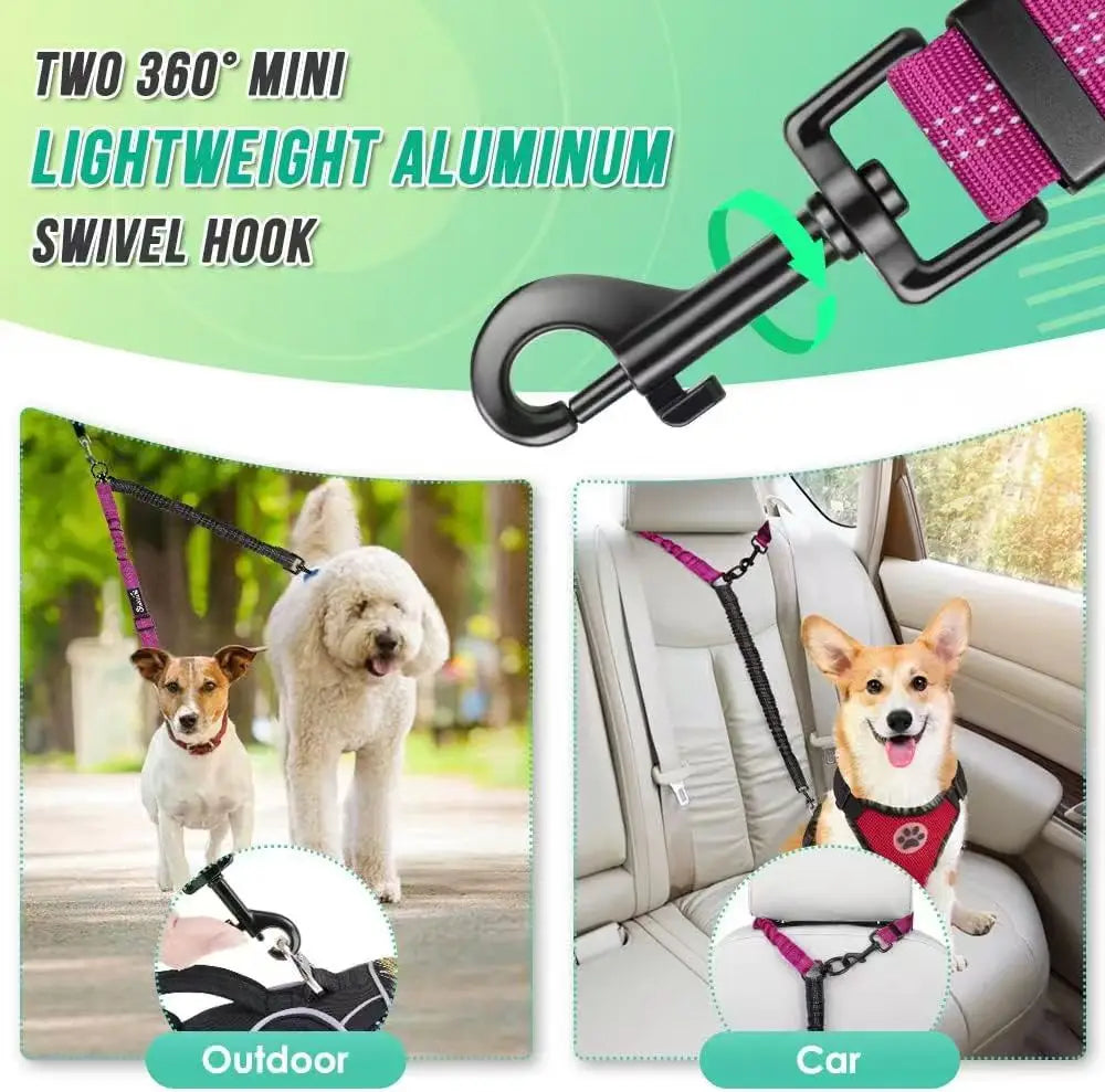 DCLOUD Dual Dog Leash Attachment Adjustable Shock Absorbing Bungee