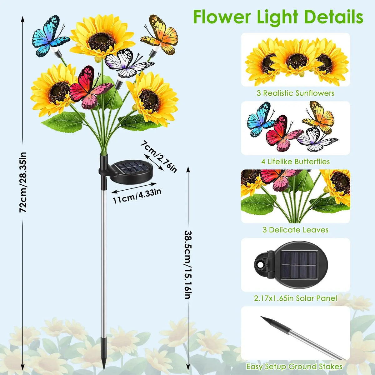 Solar Sunflower Outdoor Garden Lights Waterproof Decorative Landscape Lighting
