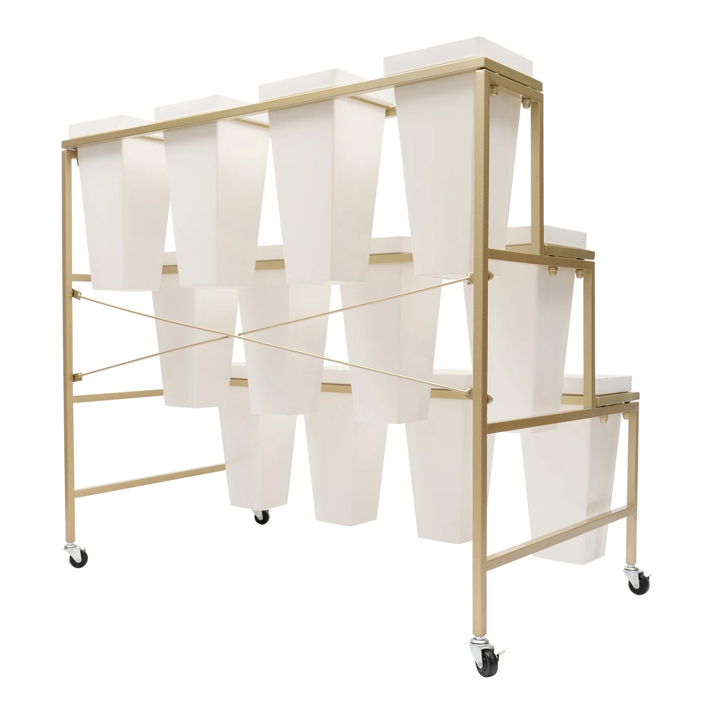 CNCEST Flower Display Stand With 12 Buckets 3-Tier Cart