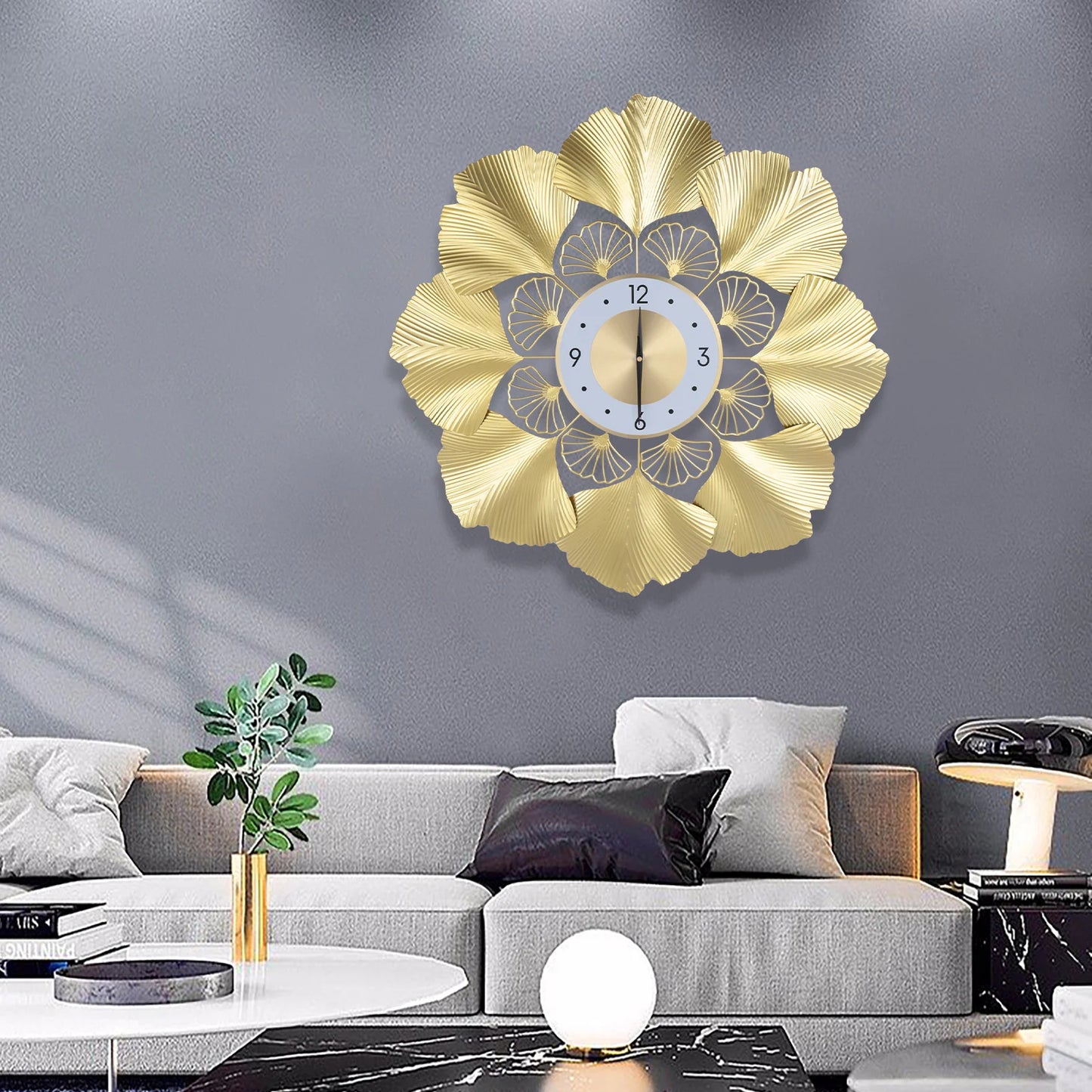 Ginkgo Biloba Wall Clock Silent Non-Ticking