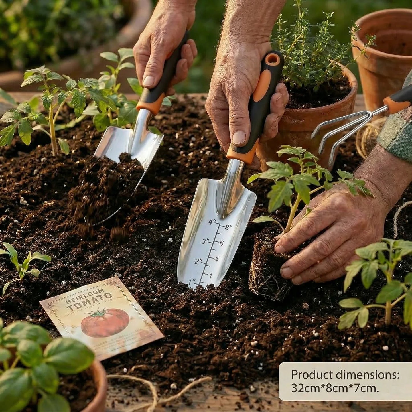 Precise Control Stainless Steel Garden Tools Set With Ergonomic Trowels