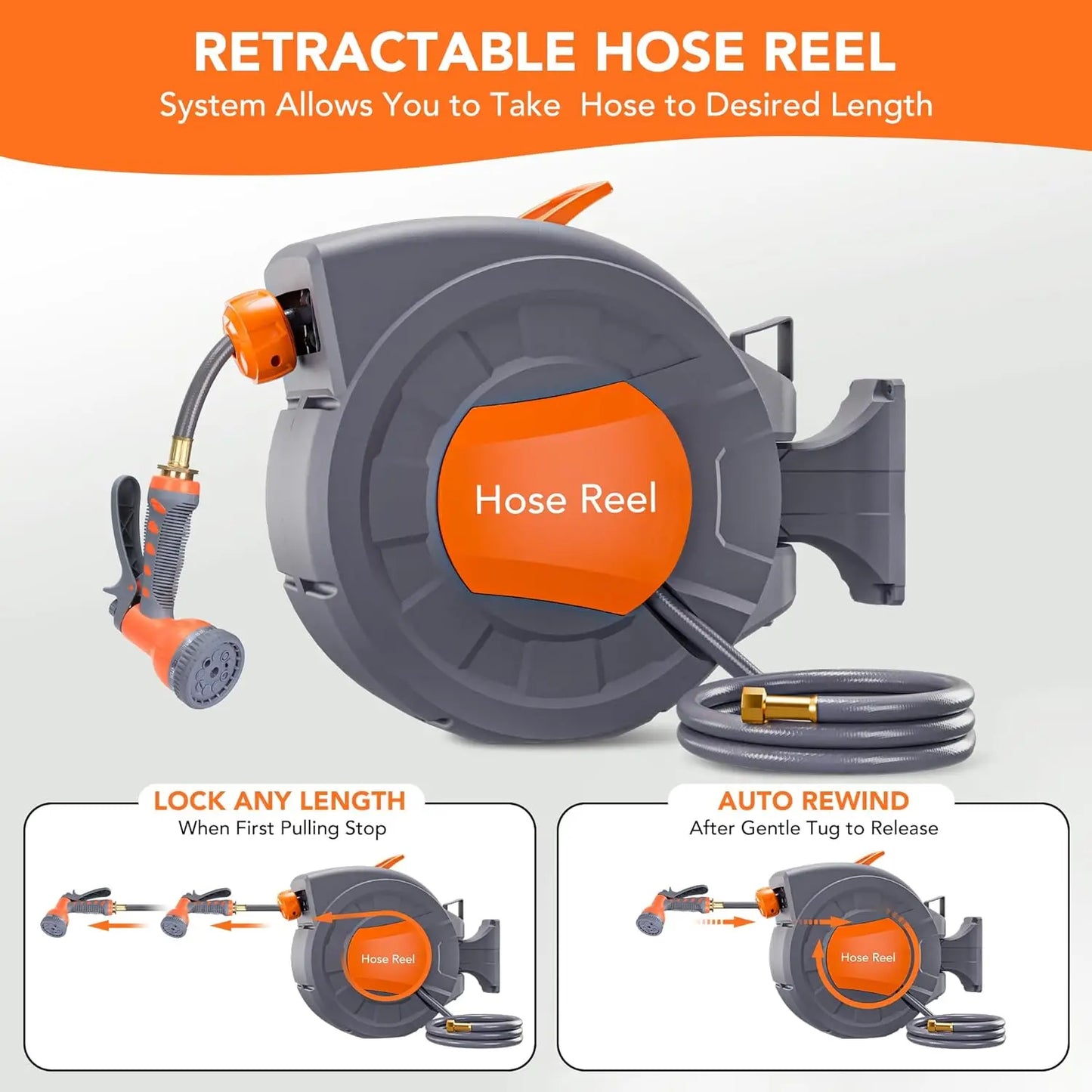 TWISTER.CK Retractable Garden Hose Reel With 9-Function Sprayer