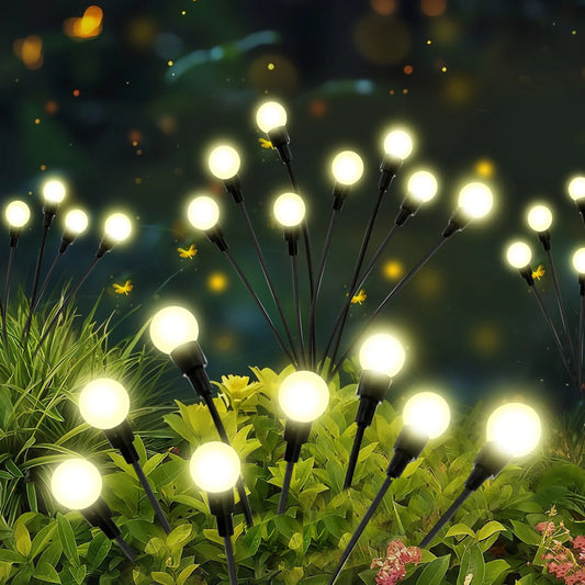 2-Pack 8-Head Solar Firefly Lights Outdoor Pathway Decorative IP65 Waterproof