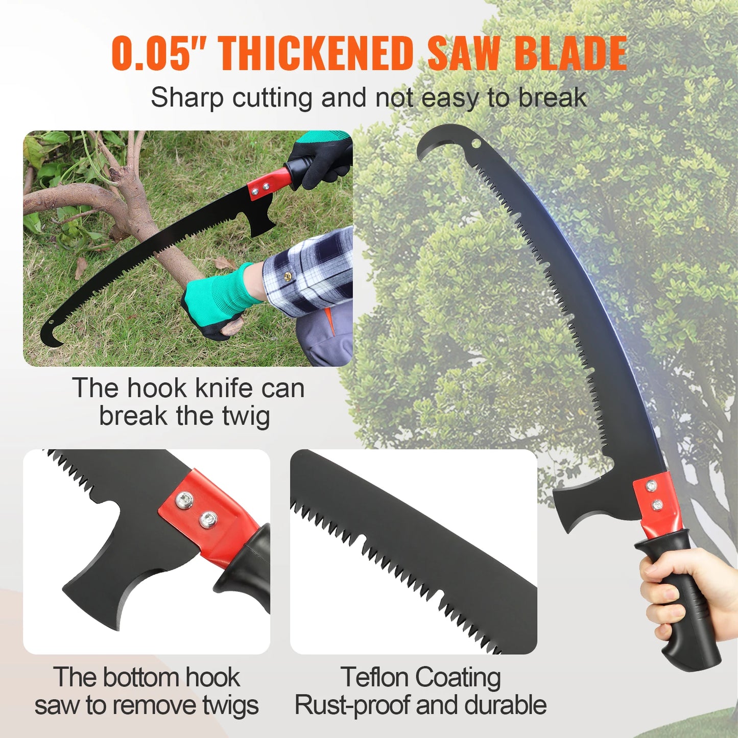 SucceBuy Extendable Pole Saw Tree Pruner With Aluminum Handle