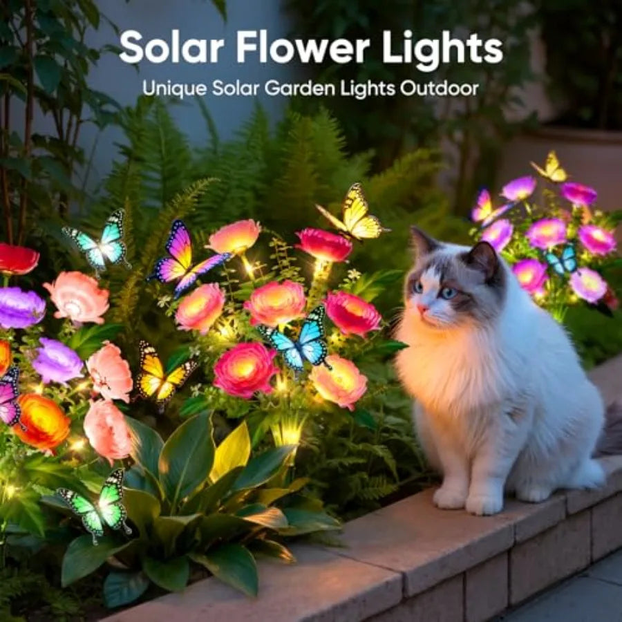 Solar Flower Lights Outdoor Waterproof Butterfly Garden Decoration