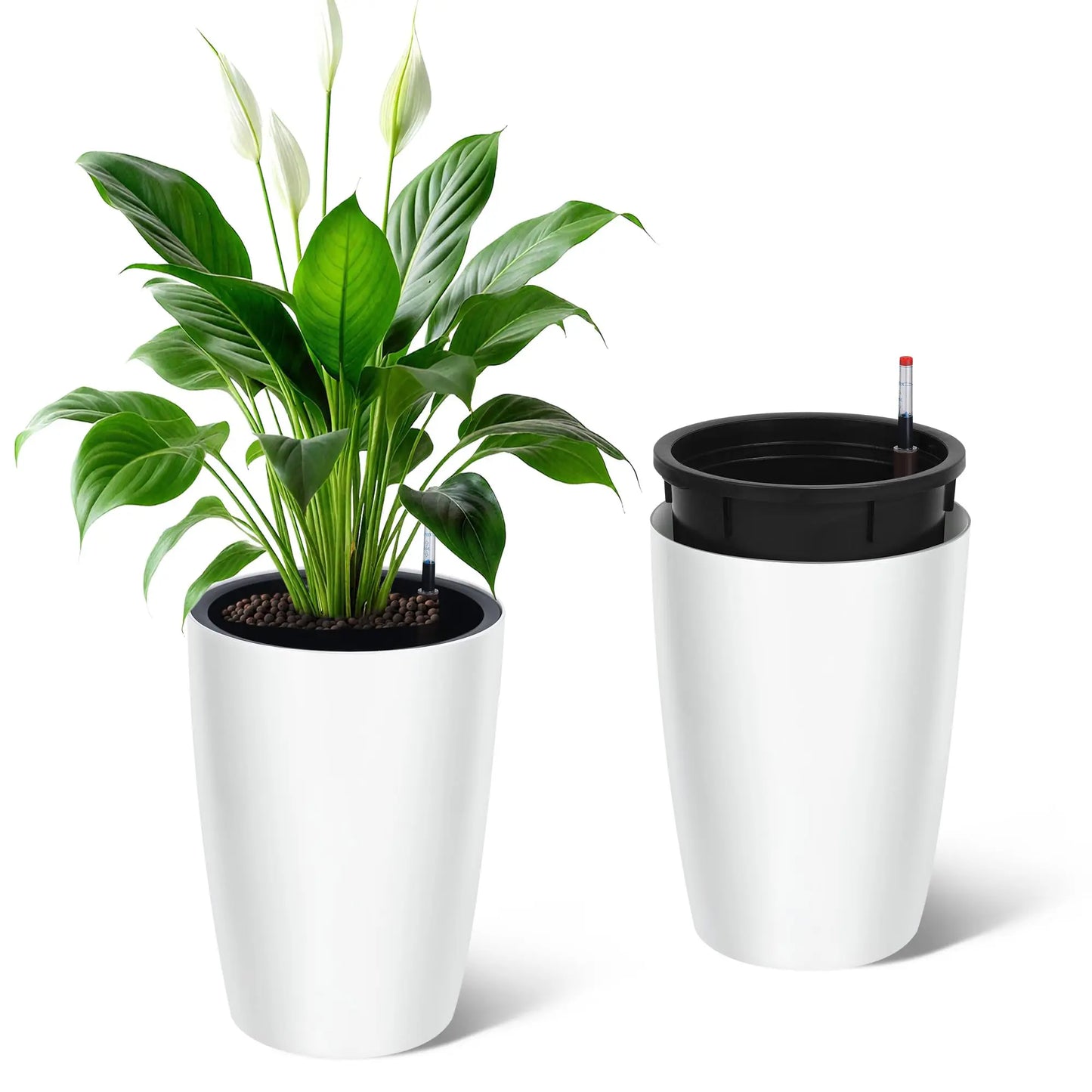 HiMISS Self Watering Planters Two Pack With Water Level Indicator