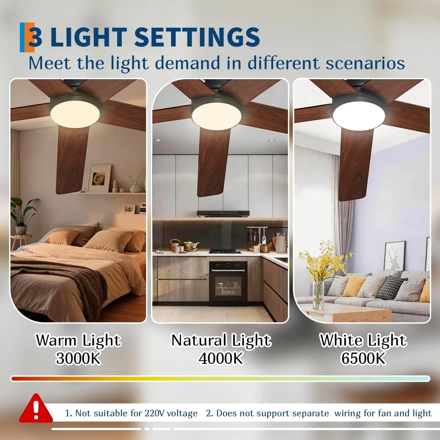 Adoolla Low-Profile Ceiling Fan With Light Remote Dimmable