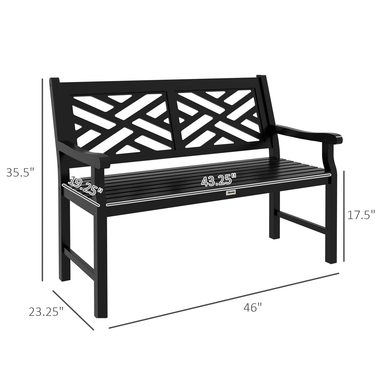 Outsunny Garden Bench With Slatted Seat And Backrest For Outdoors