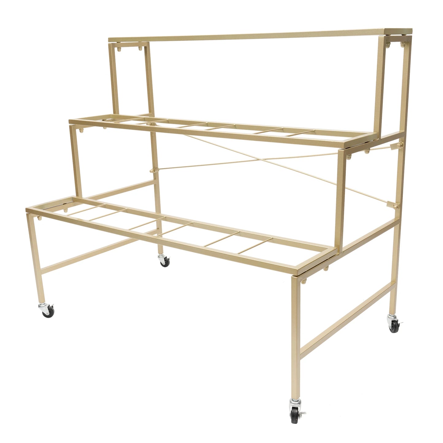 CNCEST Flower Display Stand With 12 Buckets 3-Tier Cart