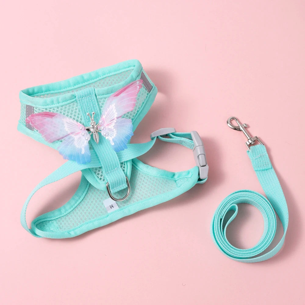 NONECN Breathable Cat Harness Set Butterfly Leash Bundle