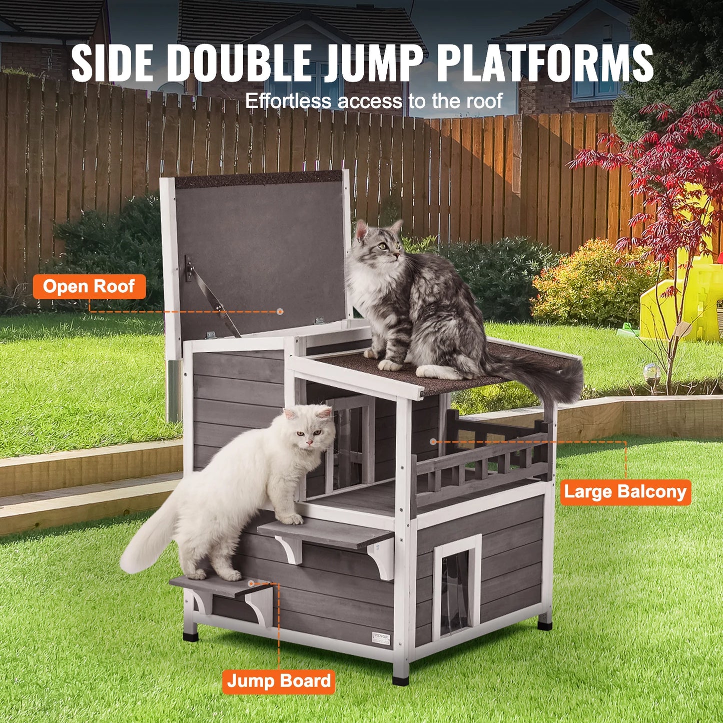 SucceBuy Outdoor Cat House Weatherproof Feral Cat Shelter