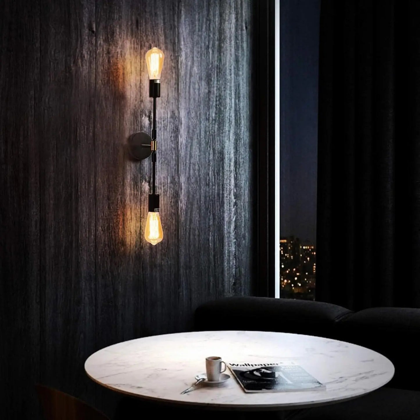 XIHOME Black Two Lights LED Wall Light Up Down Adjustable Rustic Sconce