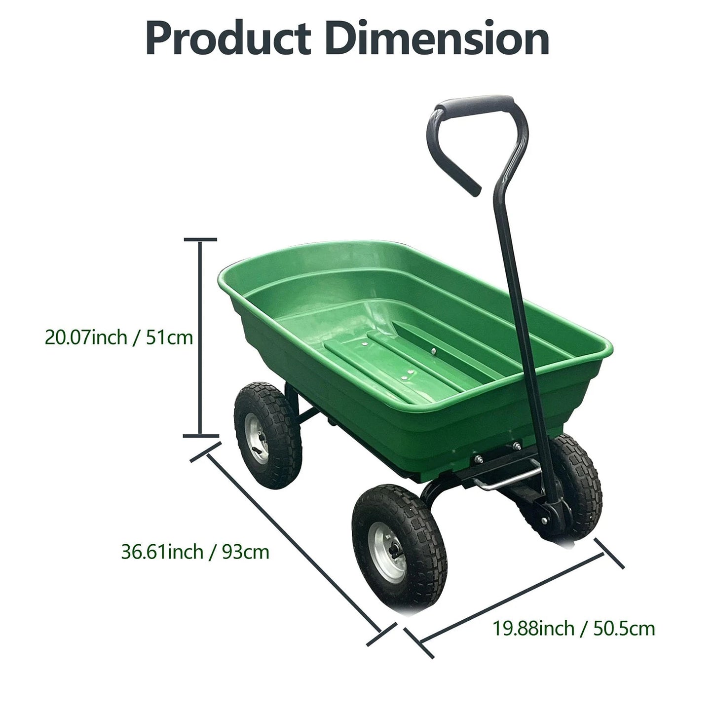 HiMISS 600 Lb Heavy Duty Four Wheel Garden Dump Cart