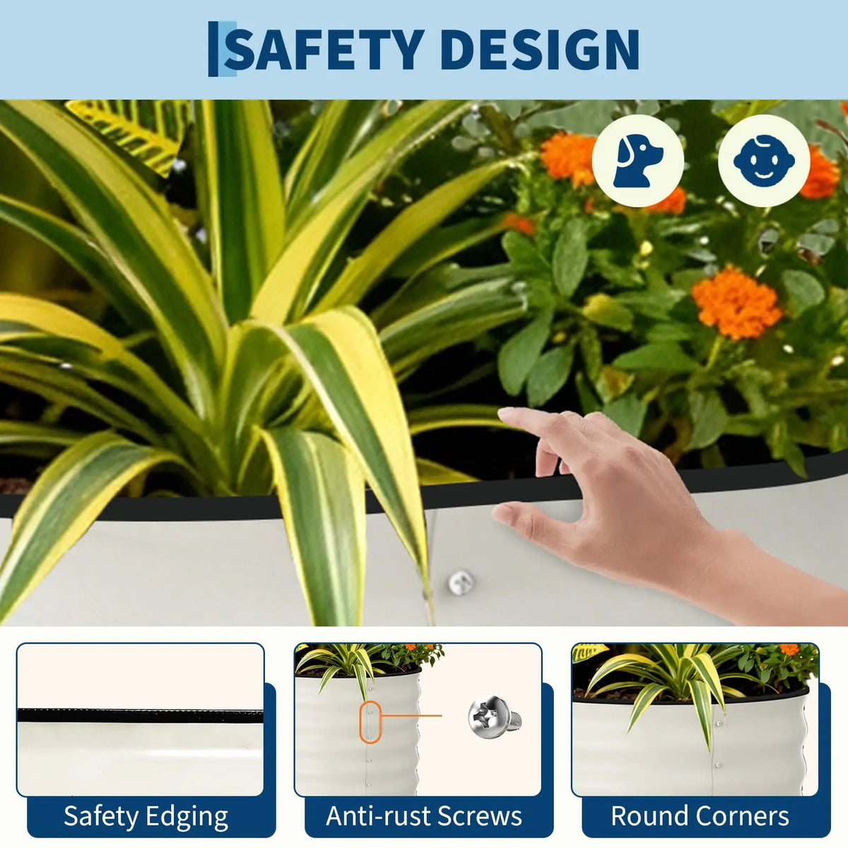 HiMiss Galvanized Rustproof Steel Raised Garden Planter