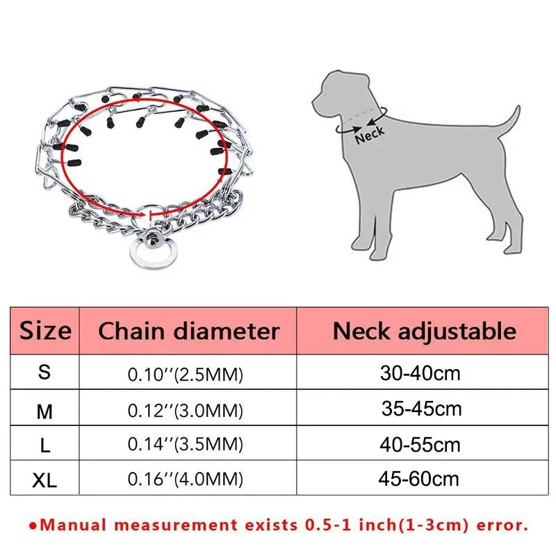 Pinch Dog Training Collar With Comfort Rubber Tips, Adjustable Stainless Steel