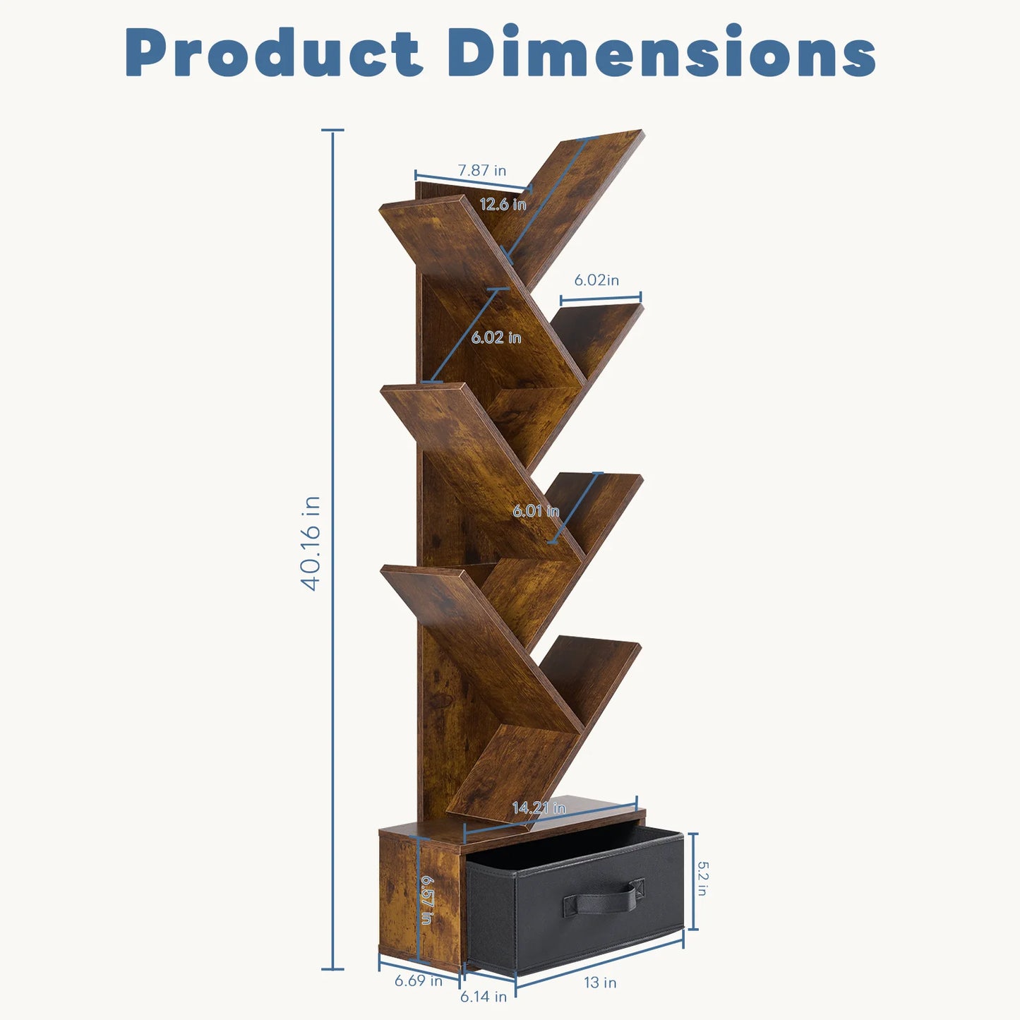 JHK Geometric Wooden Book Rack With Drawer Bookshelf For Home