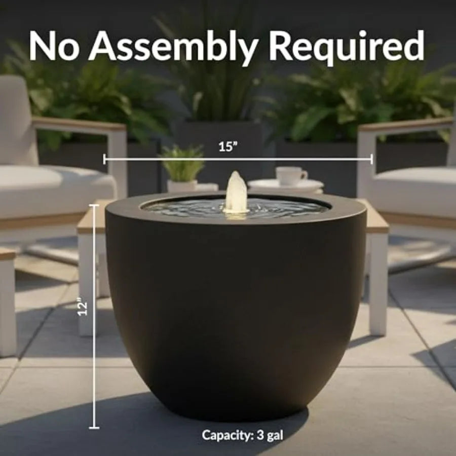 Polystone Oval Water Fountain With LED Light And Pump