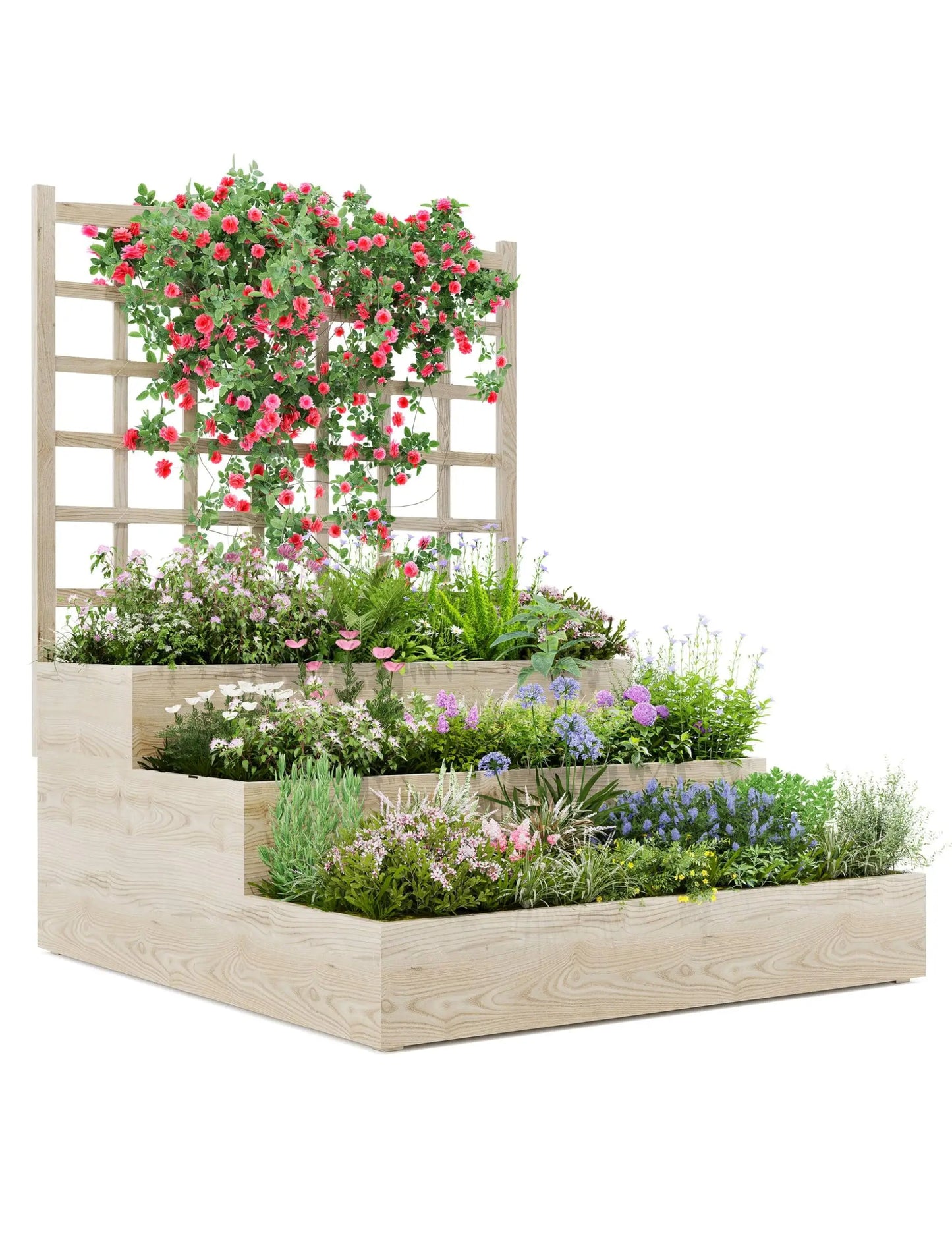 HiMISS Three Tier Elevated Garden Bed With Trellis