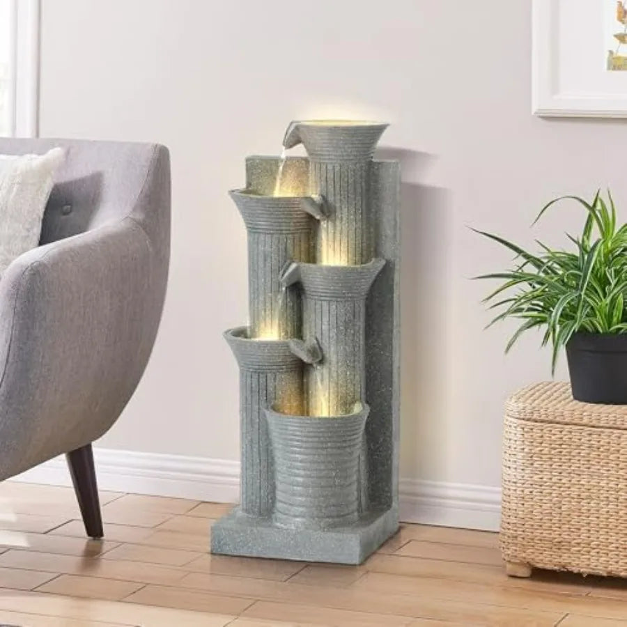 Five Tier Outdoor Indoor Water Fountain With LED Lights