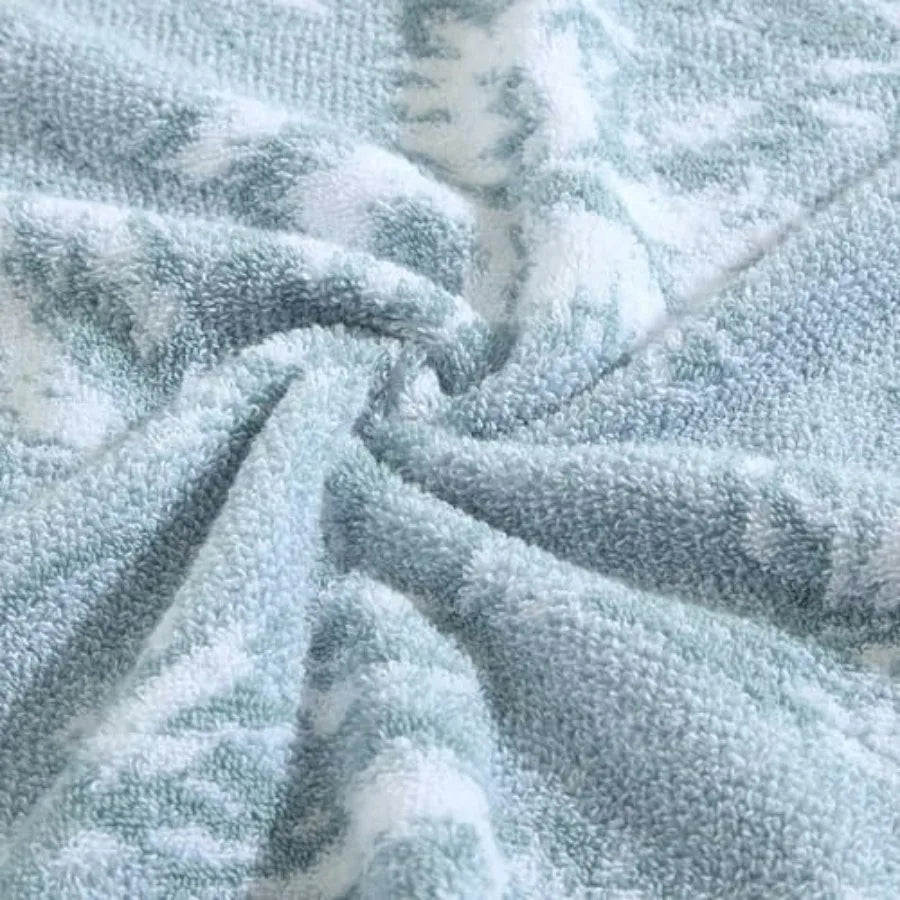 100 Cotton Bath Towels Set Soft Absorbent Yarn Dyed