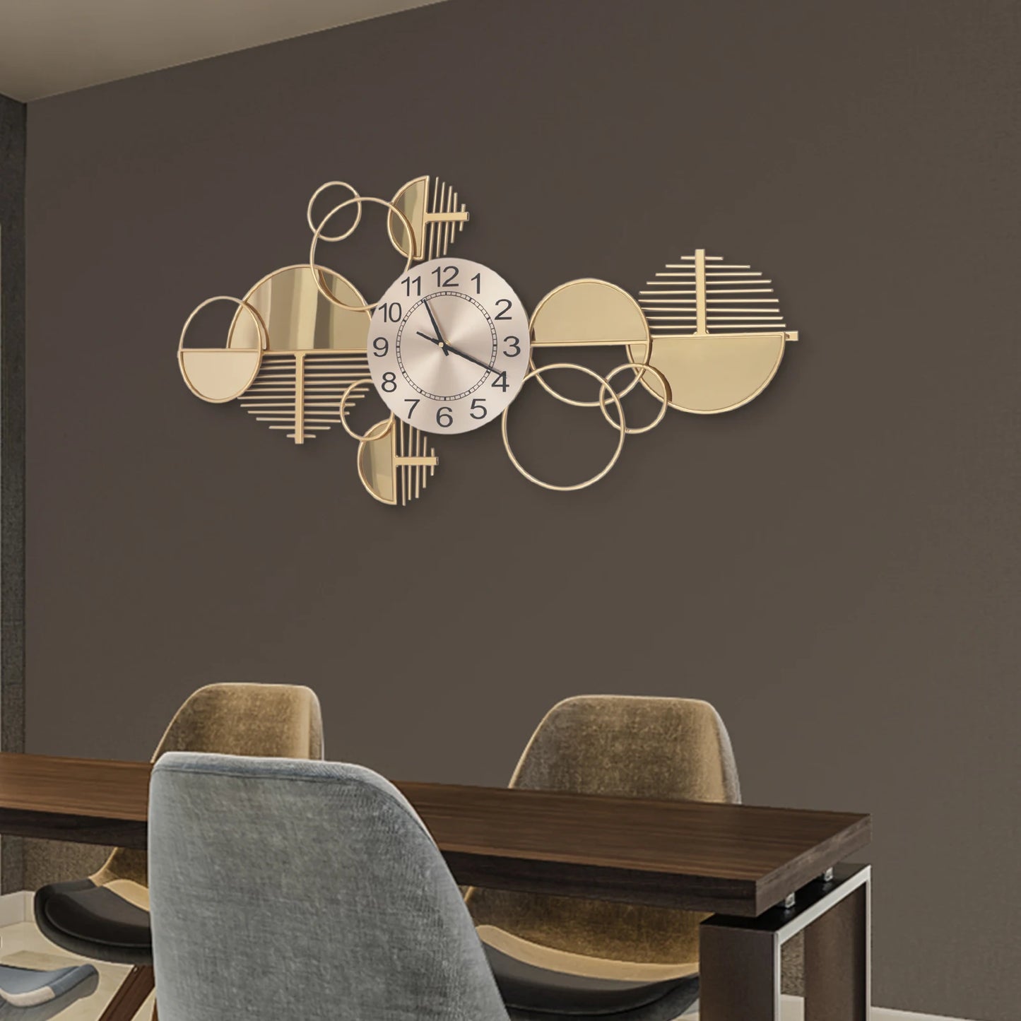 Geometric Wall Clock Iron Forged Timepiece With Silent Quartz Movement