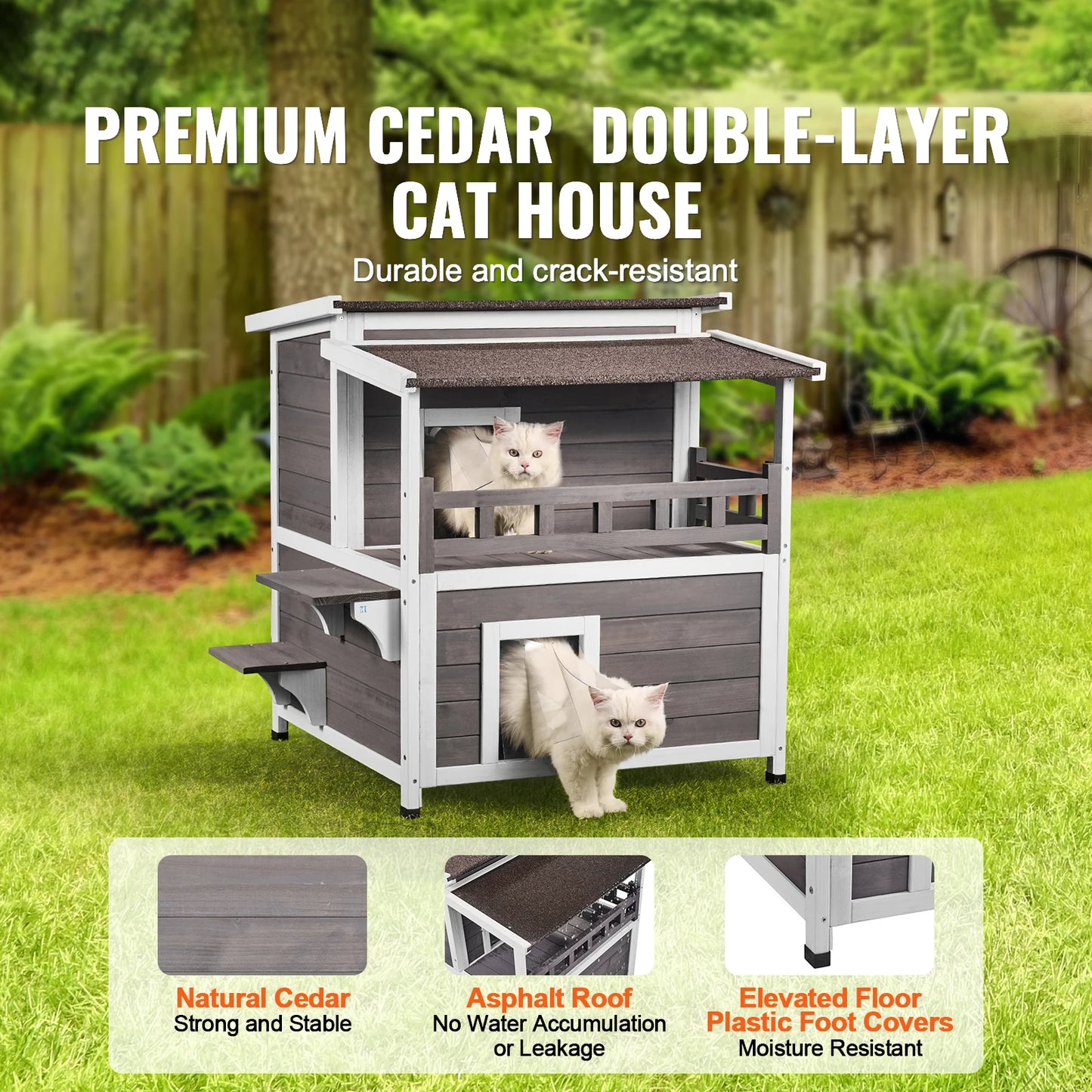 SucceBuy Outdoor Cat House Weatherproof Feral Cat Shelter