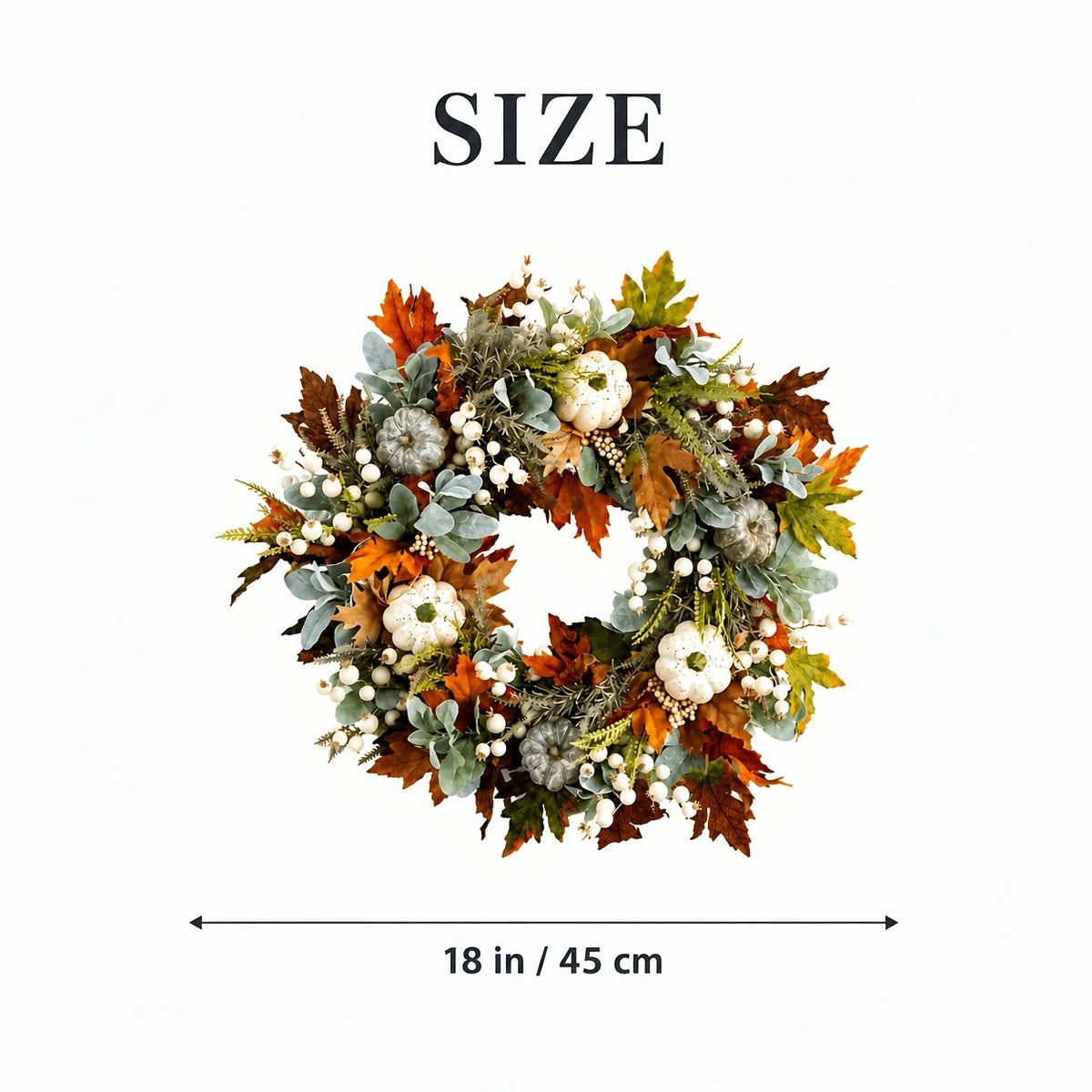 Peony Pumpkin Autumn Wreath With Leaves And Berries For Door