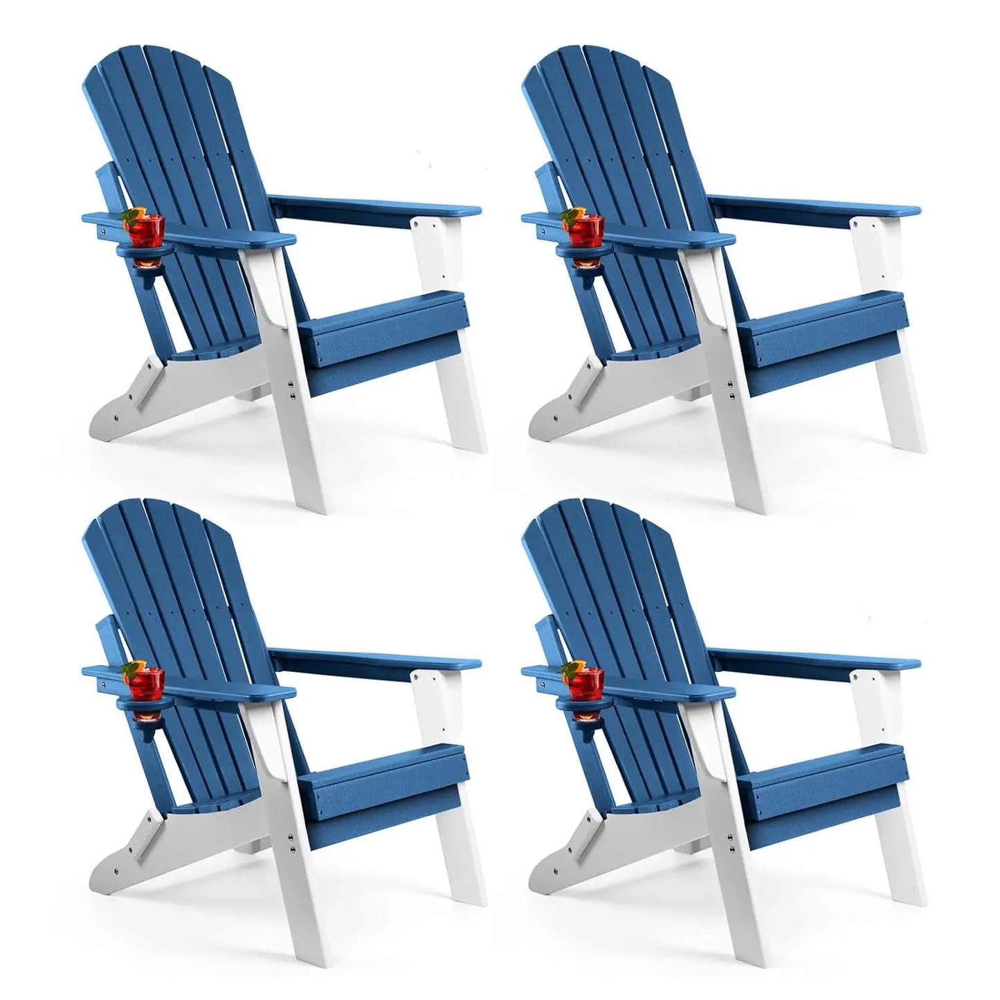 All Weather Adirondack Chair Set 4 Piece With Cup Holders