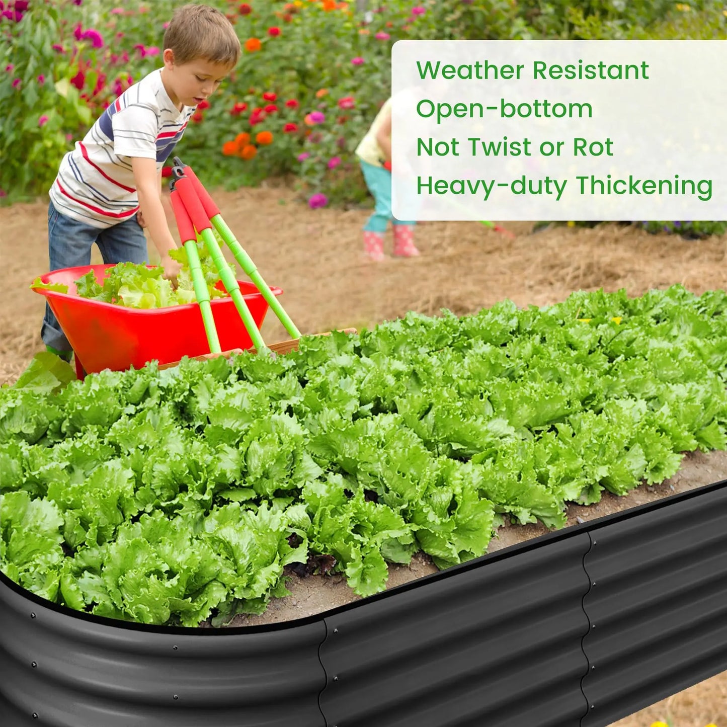 HiMISS Galvanized Oval Raised Garden Bed Open Bottom Two Pack