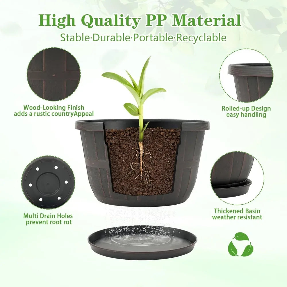 NBVCX Plastic Flower Pots With Drainage Holes And Saucers