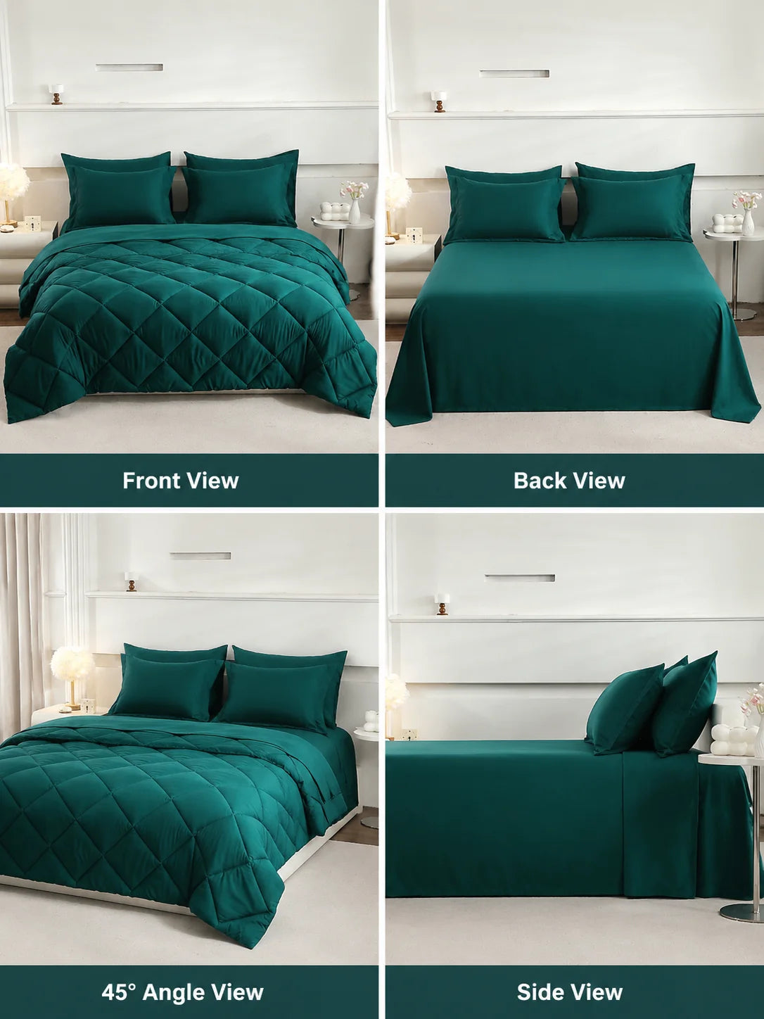 EasYum 7 Piece Bedding Set Comforter Flat Sheet Fitted Pillowcases