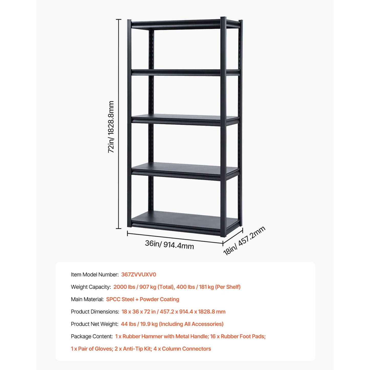 SucceBuy 5-Tier Garage Storage Shelves With Adjustable Metal Racks