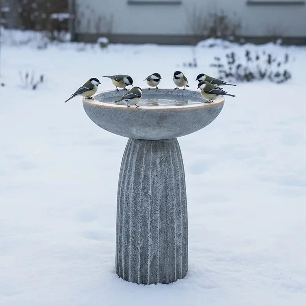 Fiber Reinforced Concrete Bird Bath With Textured Pedestal Outdoor