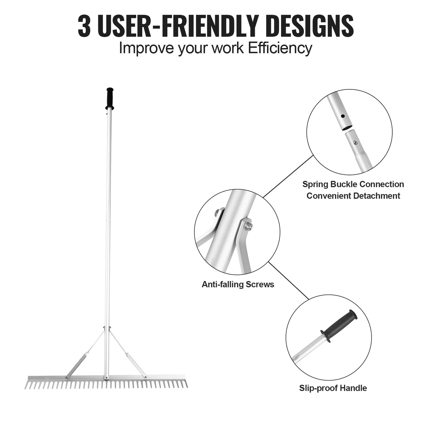 SucceBuy Aluminum Landscape Rake For Lawn Care And Garden