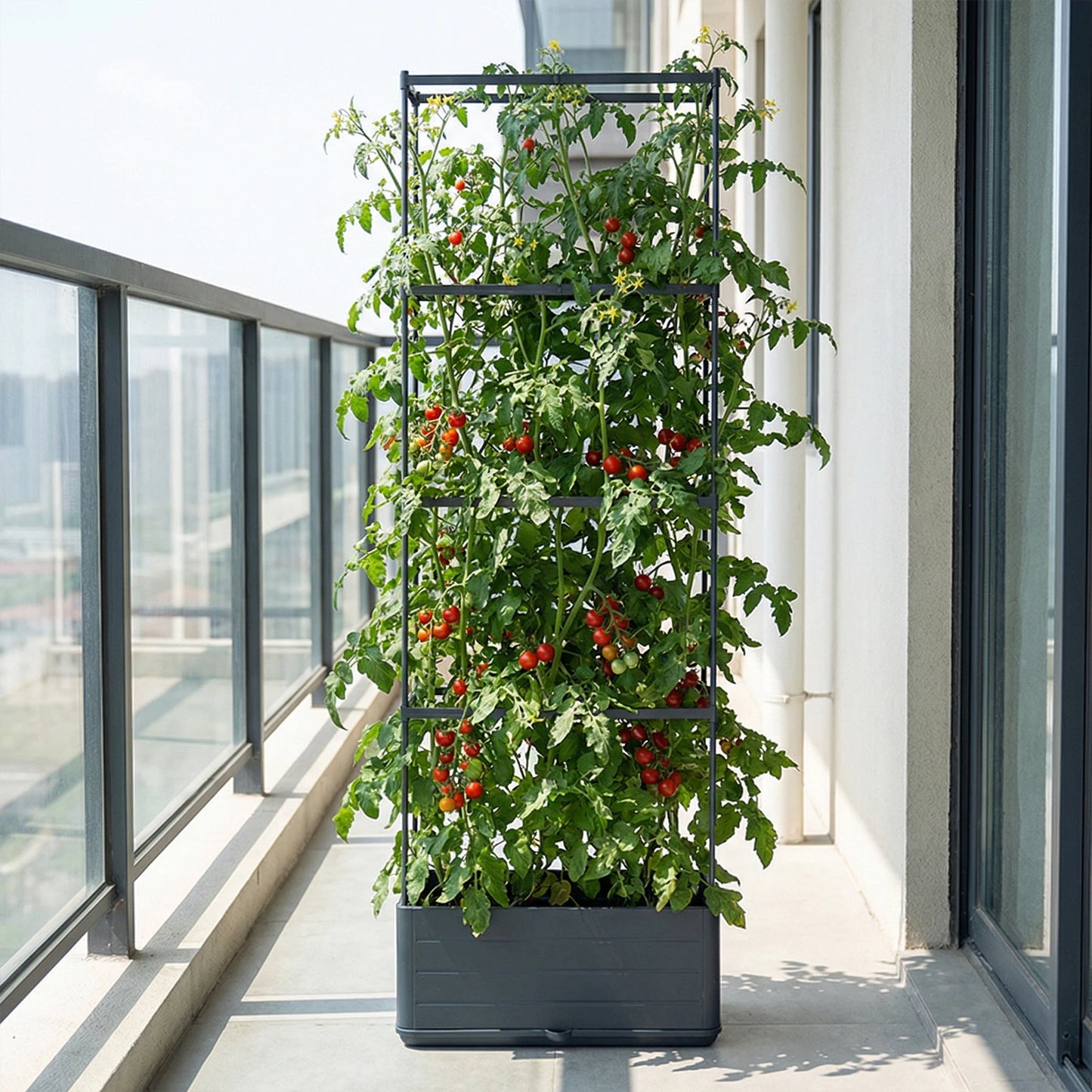 Raised Garden Bed Planter With Trellis For Climbing Vegetables