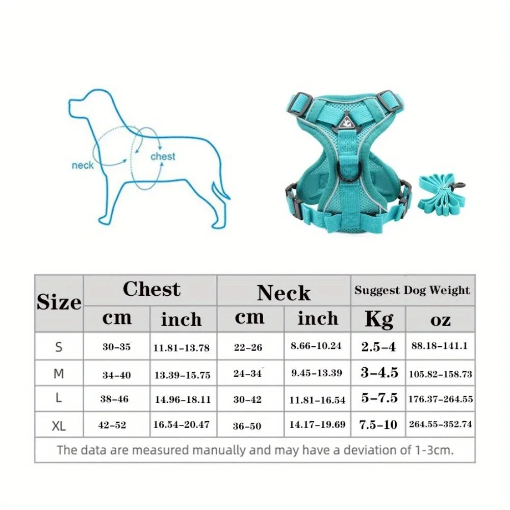 NONECN No Pull Dog Harness and Leash Set Reflective Adjustable
