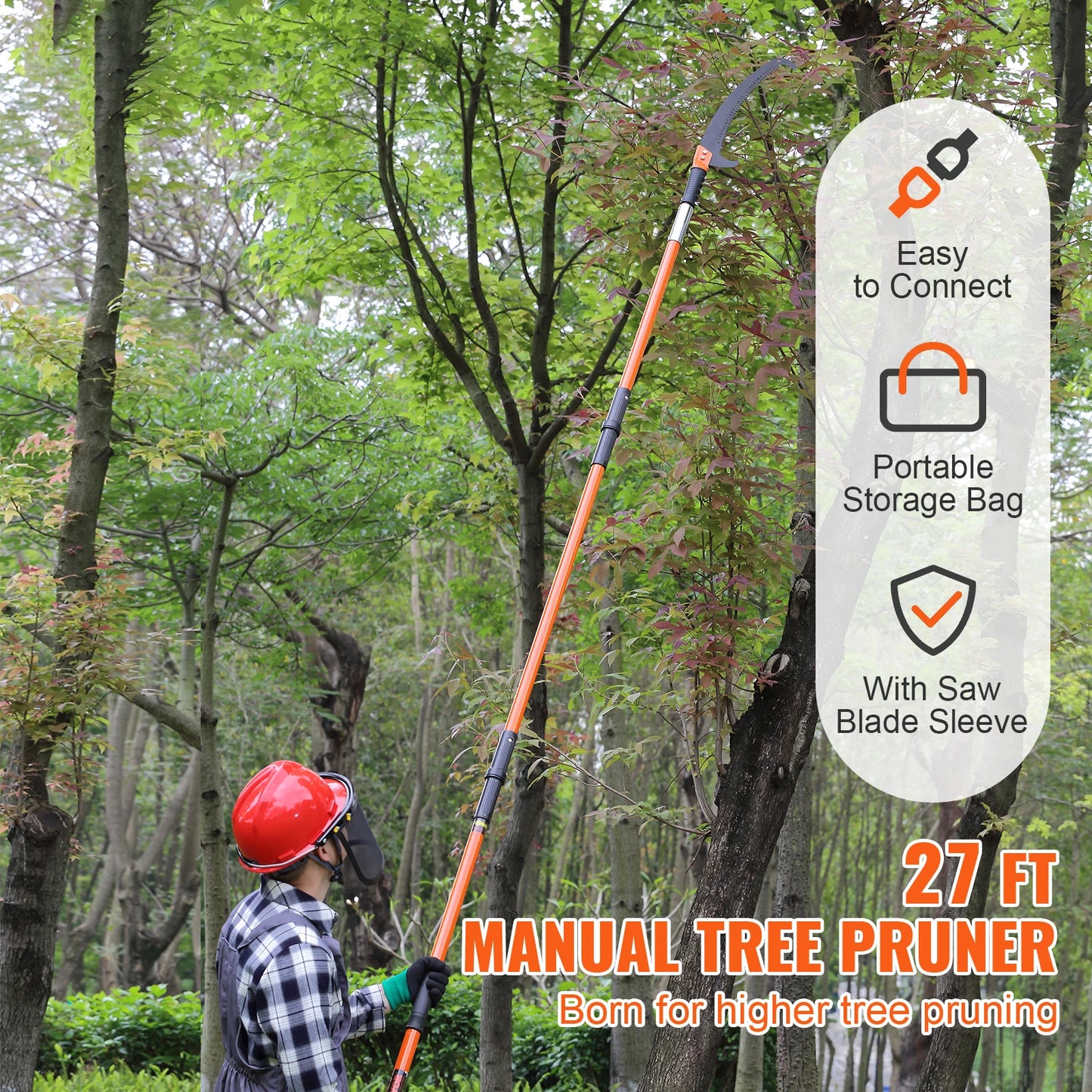 SucceBuy Extendable Pole Saw Tree Pruner With Aluminum Handle