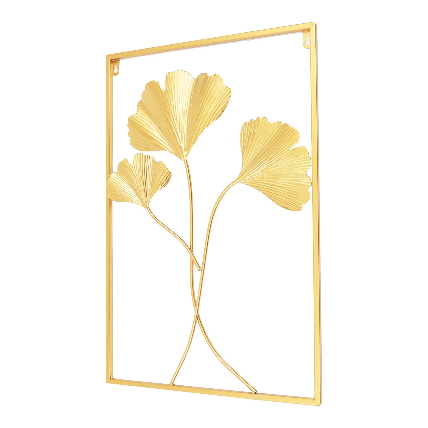 Bymaocar Gold Metal Wall Art Set With Three Leaf Patterns